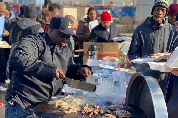 Chef Michael Airhart cooking for the homeless